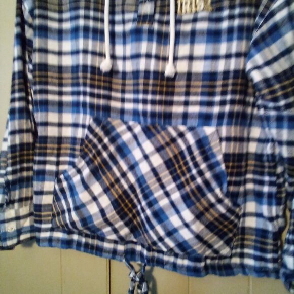 Concepts Sports Notre Dame Flannel Shirt Women S Hood Pocket Long Sleeve Plaid - Picture 6 of 15